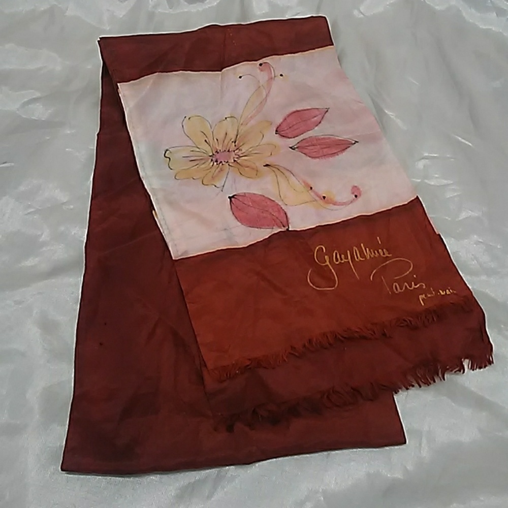 VINTAGE SCARF SIGNED PARIS FLORAL